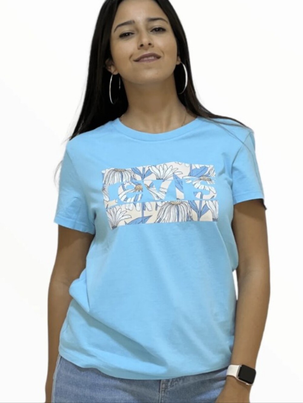 Levi's Women's Logo T-Shirt Daisy Floral Blue